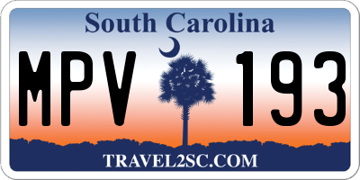SC license plate MPV193