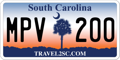 SC license plate MPV200