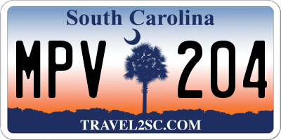 SC license plate MPV204
