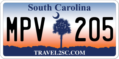 SC license plate MPV205