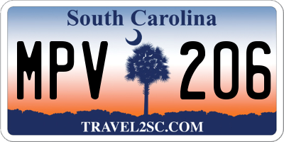 SC license plate MPV206