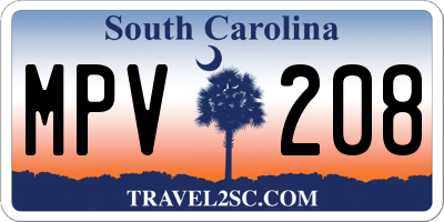 SC license plate MPV208