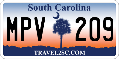 SC license plate MPV209