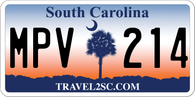 SC license plate MPV214