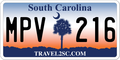 SC license plate MPV216