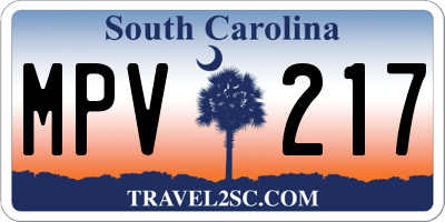 SC license plate MPV217