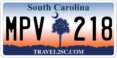 SC license plate MPV218