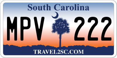 SC license plate MPV222