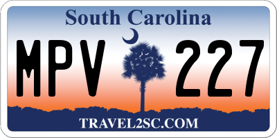 SC license plate MPV227