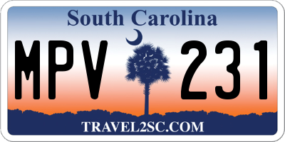 SC license plate MPV231