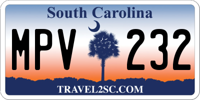 SC license plate MPV232