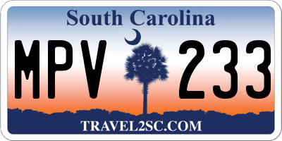 SC license plate MPV233