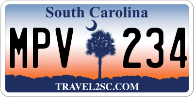 SC license plate MPV234