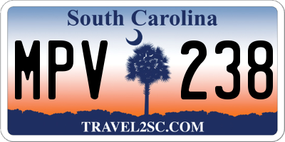 SC license plate MPV238