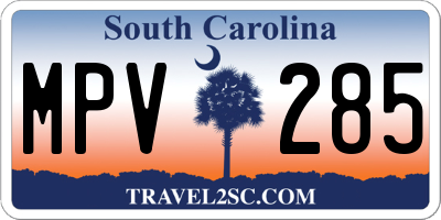 SC license plate MPV285