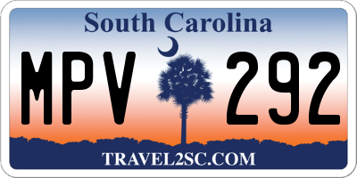 SC license plate MPV292