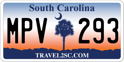 SC license plate MPV293