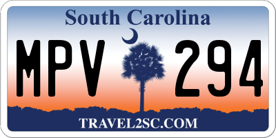 SC license plate MPV294