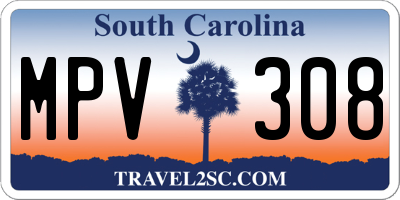 SC license plate MPV308