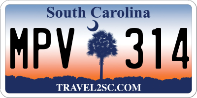 SC license plate MPV314