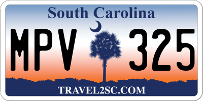 SC license plate MPV325