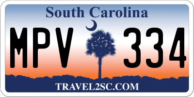 SC license plate MPV334
