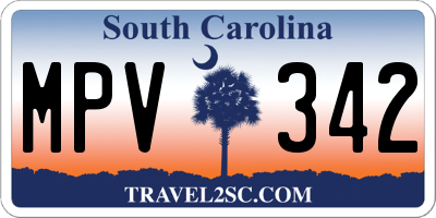 SC license plate MPV342