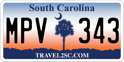 SC license plate MPV343
