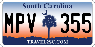 SC license plate MPV355
