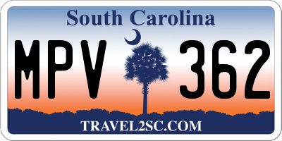 SC license plate MPV362
