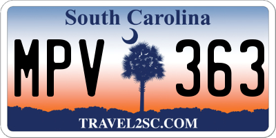 SC license plate MPV363