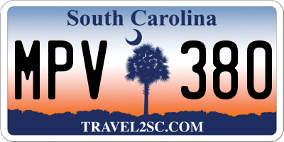 SC license plate MPV380