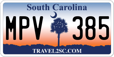 SC license plate MPV385