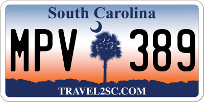 SC license plate MPV389