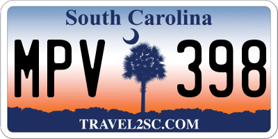 SC license plate MPV398