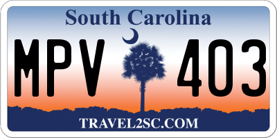 SC license plate MPV403