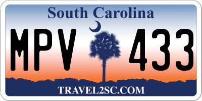 SC license plate MPV433