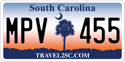 SC license plate MPV455