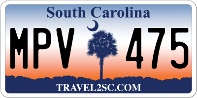 SC license plate MPV475