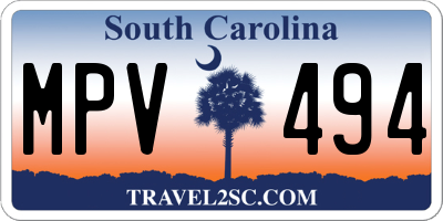 SC license plate MPV494
