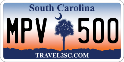 SC license plate MPV500