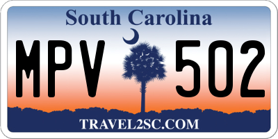SC license plate MPV502