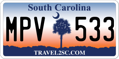 SC license plate MPV533