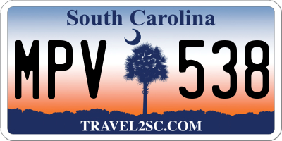 SC license plate MPV538