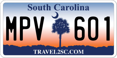 SC license plate MPV601