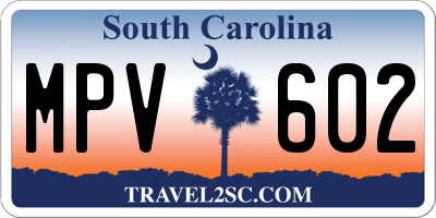 SC license plate MPV602