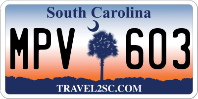 SC license plate MPV603