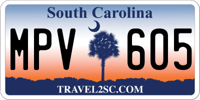 SC license plate MPV605