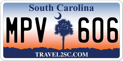 SC license plate MPV606