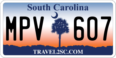 SC license plate MPV607